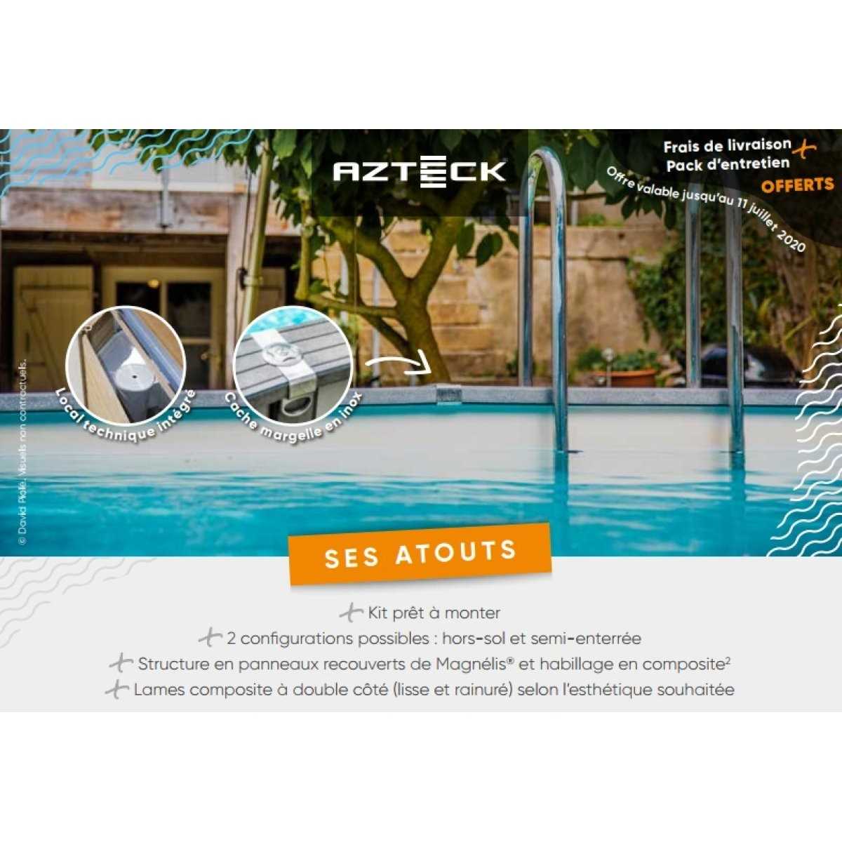 Piscine Hors Sol Bois Composite Rectangulaire Azteck™ 2.44 x 4.95 m - H  1.40 m